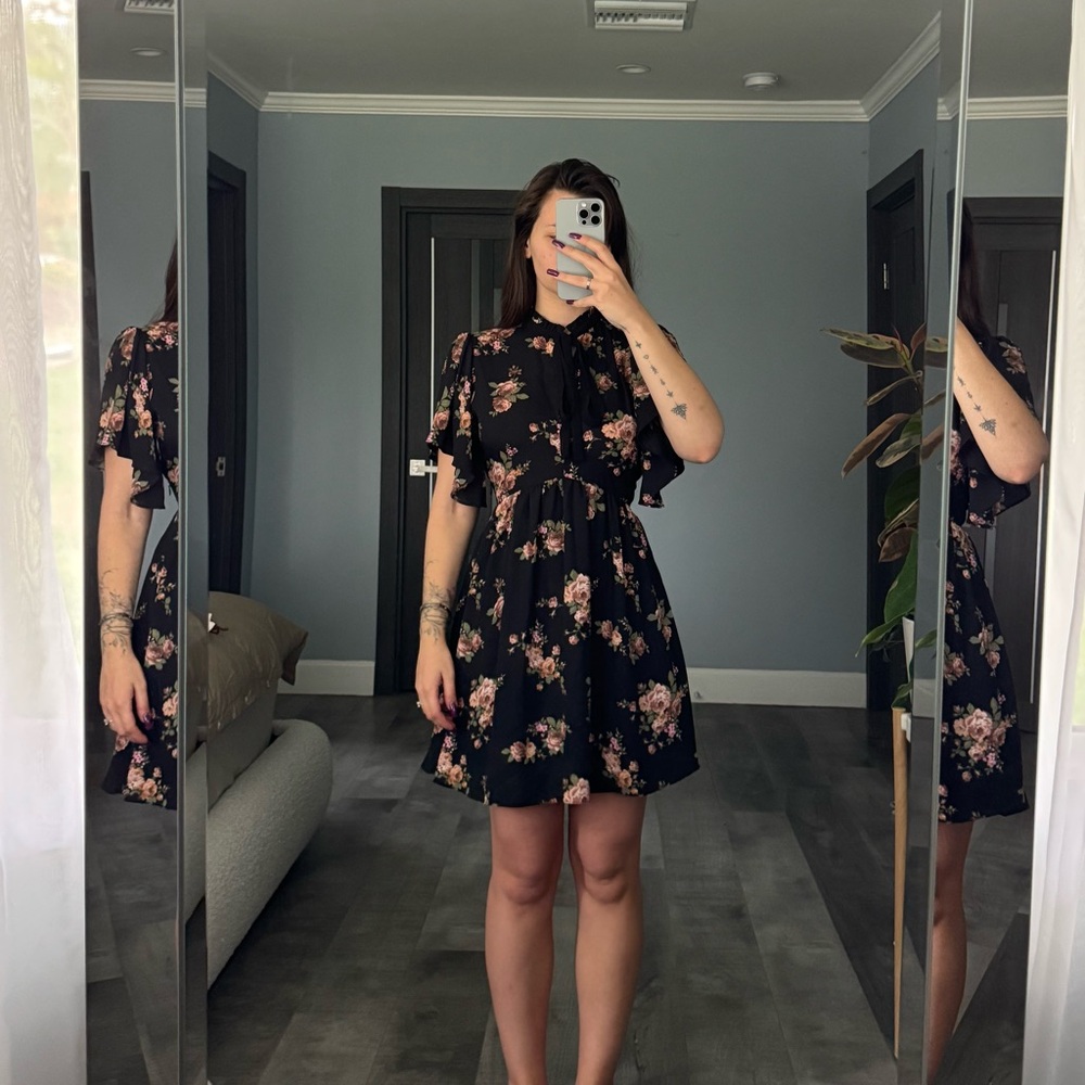 Zara Black Flutter Sleeve Sundress